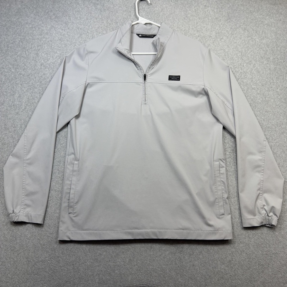 Travis Mathew Jacket Mens Medium Light Gray 1/2 Zip Windbreaker Golf Pullover